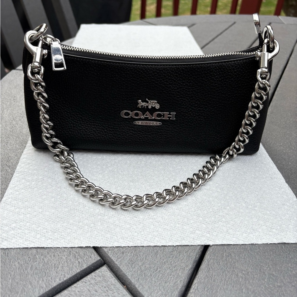 Coach Charlotte Shoulder Bag- Black/Silver.